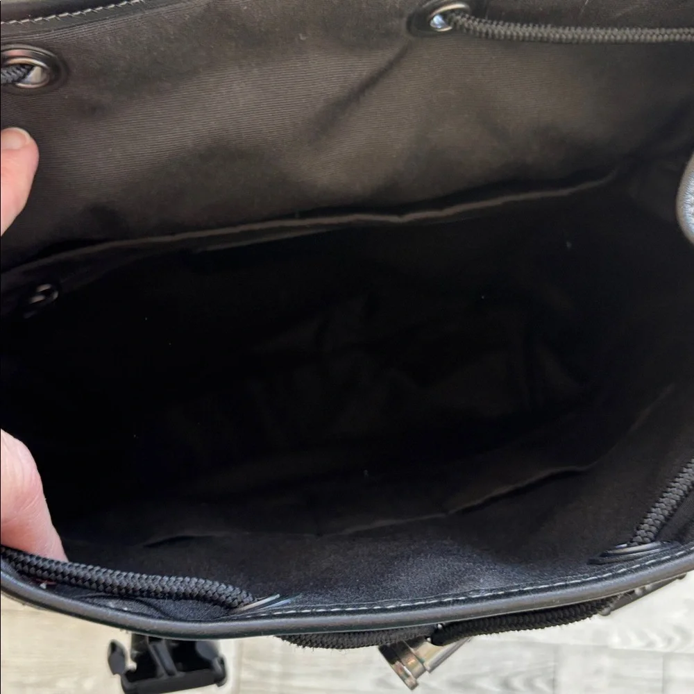 Coach Leather Backpack Blue Track Plaid Laptop Travel Carry On Bag Quiet Luxury‎